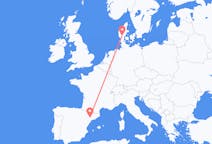 Flyg från Lleida, Spanien till Billund, Danmark