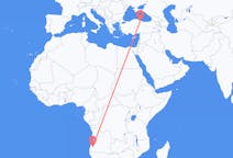 Flyrejser fra Lubango, Angola til Samsun, Tyrkiet