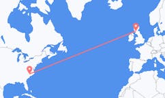 Loty z Fayetteville, Stany Zjednoczone do Glasgow, Szkocja