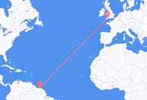 Flyreiser fra Paramaribo, Surinam til Exeter, England