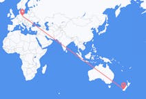 Flyg från Komani, Nya Zeeland till Berlin, Maryland, Tyskland
