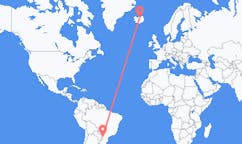Flyg från Cascavel (kommun i Brasilien, Paraná, lat -25,05, long -53,39), Brasilien till Akureyri, Island
