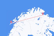 Vluchten van Leknes, Noorwegen naar Kirkenes, Noorwegen