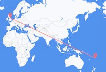 Flights from Kadavu Island, Fiji to Durham, England, the United Kingdom