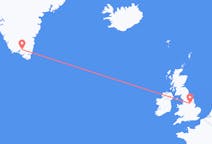 영국 동커스터에서 출발해 그린란드 나르사르수아크로(으)로 가는 항공편