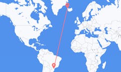 Flights from the city of Curitiba, Brazil to the city of Ísafjörður, Iceland