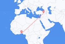 Flyreiser fra Cotonou, Benin til Diyarbakir, Tyrkia