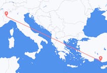 Loty z Gazipaşa, Turcja z Turyn, Włochy