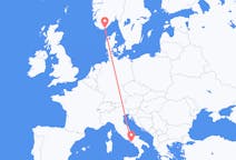 Vluchten van Napels, Italië naar Kristiansand, Noorwegen