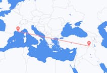Flyrejser fra Şırnak (Şırnak Provins), Tyrkiet til Marseille, Frankrig