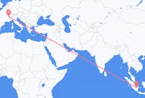 Flyg från Palembang, Indonesien till Genève, Indonesien
