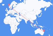 Vluchten van Brisbane, Australië naar Volda, Noorwegen