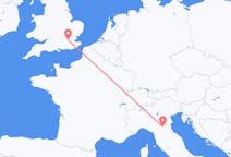 Vluchten van Bologna, Italië naar Londen, Engeland