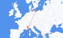 Flyrejser fra Heringsdorf, Tyskland til Nice, Frankrig