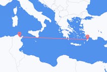 チュニジアのから チュニス、ギリシャのへ ロドス島フライト