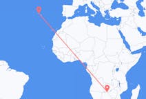 Vluchten van Kasane, Botswana naar Terceira, Portugal