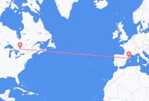 出发地 加拿大北灣目的地 西班牙巴塞罗那的航班