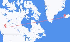航班从加拿大道森克里克市到雷克雅维克市，冰岛塞尔