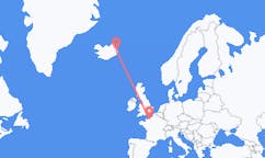 航班从法国多维尔市到埃伊尔斯塔济市，冰岛塞尔
