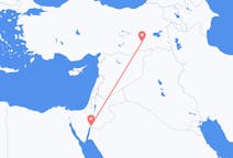 Vluchten van Akaba, Jordanië naar Batman, Turkije