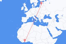 Flyreiser fra Abidjan, Elfenbenskysten til Riga, Latvia
