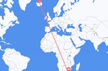 Vluchten van Durban, Zuid-Afrika naar Akureyri, IJsland