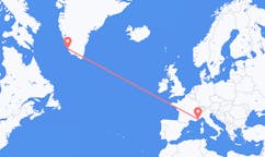 Loty z Nicea, Francja do Paamiut, Grenlandia