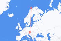 Vuelos de Bardufoss, Noruega a Zagreb, Croacia