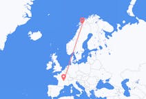 Flyg från Clermont-Ferrand, Frankrike till Narvik, Norge