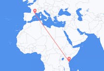 Flyreiser fra Mombasa, Kenya til Perpignan, Frankrike