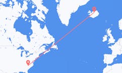 Vluchten van Charlotte, Verenigde Staten naar Akureyri, IJsland