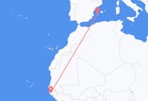 セネガルのから ジガンショール、スペインのへ イビサ島フライト