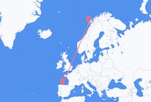 Voli from Leknes, Norvegia a Santiago del Monte, Spagna