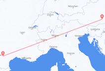 Flyrejser fra Castres, Frankrig til Graz, Østrig