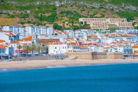 photo of panoramic view of Sesimbra, Setubal Portugal on the Atlantic Coast.