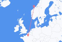Flug frá Kristiansund, Noregi til Parísar, Frakklandi