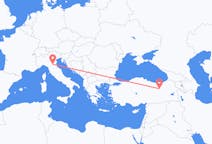 Flyg från Erzincan, Turkiet till Bologna, Italien