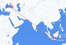 出发地 印度尼西亚从 日惹目的地 土耳其特拉布宗的航班