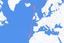 フェロー諸島のから ソルヴァーグル、スペインのへ ラス・パルマスフライト