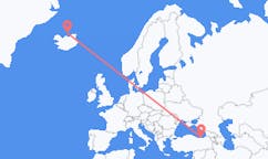 Flyrejser fra Grimsey, Island til Trabzon, Tyrkiet