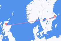 出发地 瑞典出发地 斯德哥尔摩前往苏格兰的印威內斯的航班
