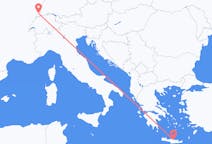 Vluchten van Iraklion, Griekenland naar Mulhouse, Zwitserland