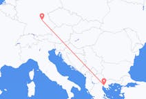 Flyg från Thessaloníki, Grekland till Nürnberg, Tyskland