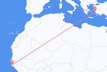 Flyreiser fra Ziguinchor, Senegal til Samos, Hellas