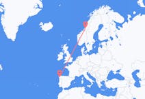 Vols depuis la ville de Namsos vers la ville de Saint-Jacques-de-Compostelle