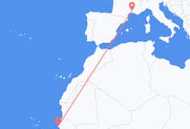 Loty z Dakar, Senegal do Nimesa, Francja