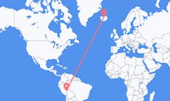 Flyreiser fra Puerto Maldonado, Peru til Akureyri, Island