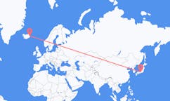 Flyreiser fra byen Nagoya, Japan til byen Egilsstaðir, Island