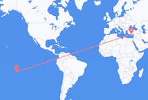 Flyrejser fra Hao, Fransk Polynesien til Gazipaşa, Tyrkiet