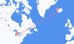 Flights from Kalamazoo, the United States to Reykjavik, Iceland